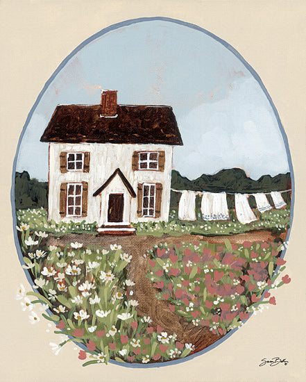 Sara Baker BAKE352 - BAKE352 - Flower Farm Cottage - 12x16 Farm, Cottage, Flowers, Flower Farm, Clothesline, Landscape from Penny Lane