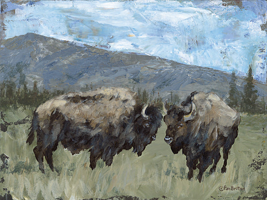 Pam Britton BR636 - BR636 - High Country Bison - 16x12 Bison, High County Bison, Mountains, Landscape, Field, Abstract from Penny Lane