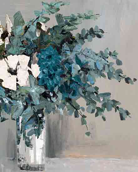 Cloverfield & Co. CC239 - CC239 - Impasto Floral - 12x16 Flowers, White Flowers, Blue Flowers, Greenery, Eucalyptus, Vase, Abstract, Contemporary, Blue & White from Penny Lane