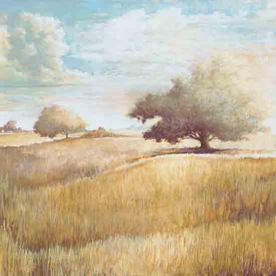 Cloverfield & Co. CC249 - CC249 - Rolling Wheat Field - 12x12 Landscape, Rolling Hills, Wheat, Trees, Farm, Sky, Clouds from Penny Lane