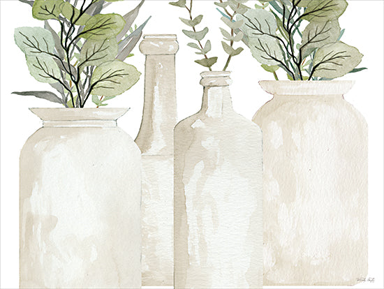 Cindy Jacobs CIN4135 - CIN4135 - Jar Jam - 16x12 Still Life, Vases, White Vases, Leaves, Greenery, Neutral Palette from Penny Lane