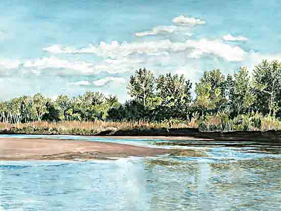 Cindy Jacobs CIN4250 - CIN4250 - Riverwalk - 16x12 Landscape, River, Riverbed, Trees, Brush, Sky, Clouds, Riverwalk from Penny Lane