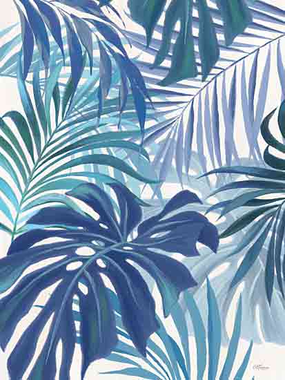 Cat Thurman Designs CTD174 - CTD174 - Blue Tropical Leaves - 12x16 Coastal, Tropical, Leaves, Blue Leaves from Penny Lane