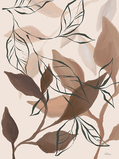 Cat Thurman Designs CTD272 - CTD272 - Sienna Layered Leaves I - 12x16 Coastal, Tropical, Leaves, Sienna Layered Leaves, Tan, Brown, Silhouette from Penny Lane