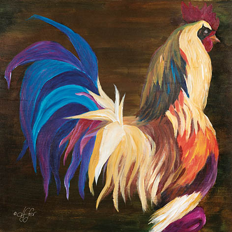 Diane Fifer DF109 - DF109 - Owning It - 12x16 Whimsical, Rooster, Rainbow Colored, Sideview, Barn Wall from Penny Lane