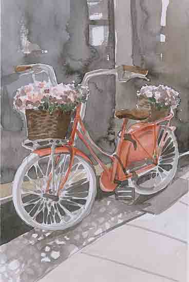 Dogwood Portfolio DOG282 - DOG282 - Bloom Ride - 12x18 Flowers, Basket, Bicycle, Bike, Red Bike, Street, Abstract, Watercolor from Penny Lane