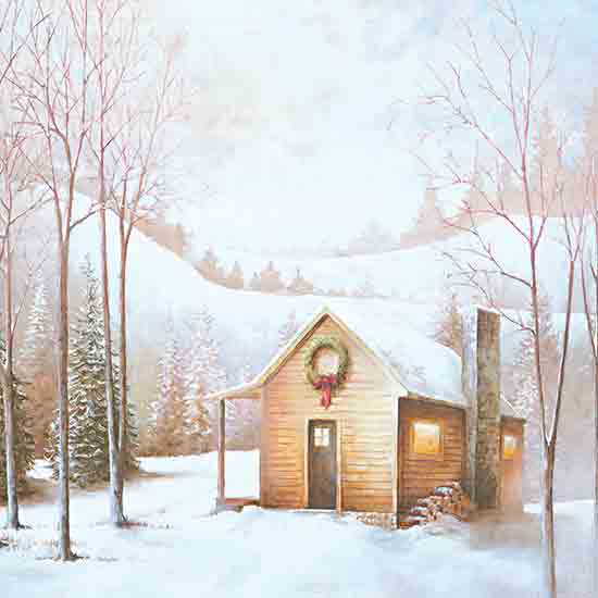 Dogwood Portfolio DOG288 - DOG288 - Christmas Cabin - 12x12 Christmas, Holidays, Cabin, Christmas Cabin, Log Cabin, Landscape, Winter, Snow, Trees, Hills from Penny Lane