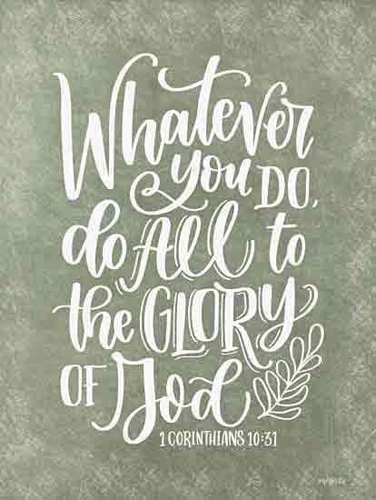 Imperfect Dust DUST1176 - DUST1176 - The Glory of God - 12x16 Religious, Whatever You Do, Do All to the Glory of God, 1 Corinthians, Bible Verse, Typography, Signs, Textual Art, Green and White from Penny Lane