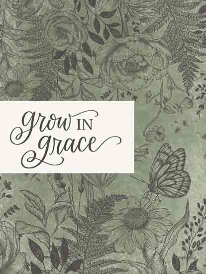 Imperfect Dust DUST1183 - DUST1183 - Grow in Grace - 12x16 Inspirational, Grow in Grace, Typography, Signs, Textual Art, Flowers, Greenery, Butterfly from Penny Lane