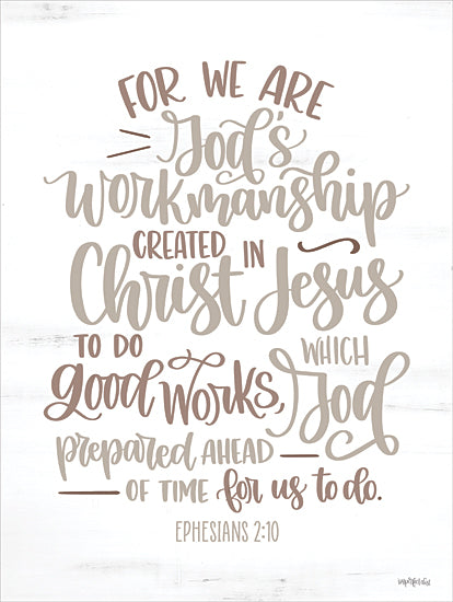 Imperfect Dust DUST1207 - DUST1207 - God's Workmanship - 12x16 Religious, For We Are God's Workmanship Created in Christ Jesus, Ephesians, Bible Verse, Typography, Signs, Textual Art from Penny Lane