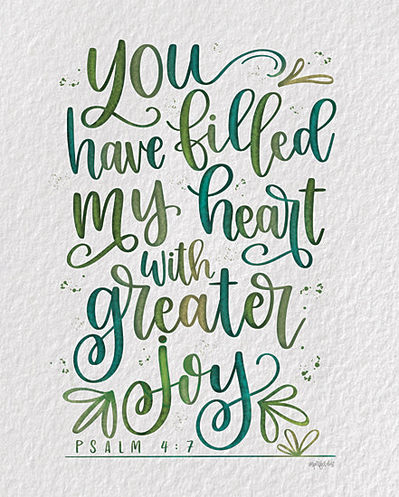 Imperfect Dust DUST957 - DUST957 - Greater Joy - 12x16 Religious, You Have Filled My Heart with Greater Joy, Bible Verse, Psalm, Typography, Signs, Textual Art, Green, Textured Paper from Penny Lane