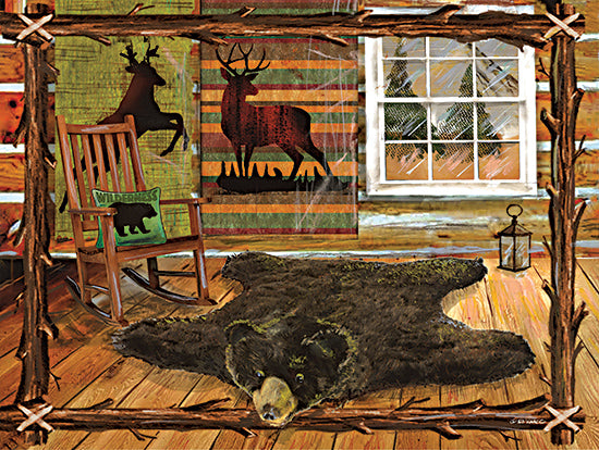 Ed Wargo ED496 - ED496 - Cabin Décor I - 16x12 Lodge, Cabin, Log Cabin, Bear Rug, Bear Skin, Deer Pictures, Masculine, Rocking Chair, Tree Trunk Frame from Penny Lane