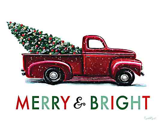 Elizabeth Tyndall ET240 - ET240 - Merry & Bright Red Truck - 16x12 Christmas, Holidays, Truck, Red Truck, Christmas Tree, Merry & Bright, Typography, Signs, Textual Art, Winter from Penny Lane