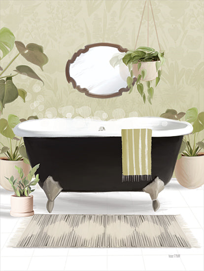 House Fenway FEN1075 - FEN1075 - Soak Into Nature II - 12x16 Bath, Bathroom, Bathtub, Mirror, Plants, Potted Plants, House Plants, Nature, Rug, Soak Into Nature from Penny Lane