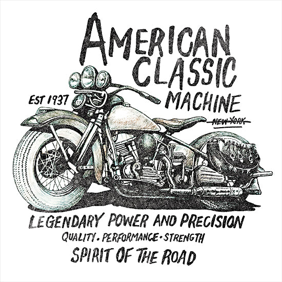 JG Studios JGS571 - JGS571 - American Classic Machine - 12x12 Motorcycle, Advertisement, American Classic Machine, Typography, Signs, Textual Art, Masculine, Black & White from Penny Lane