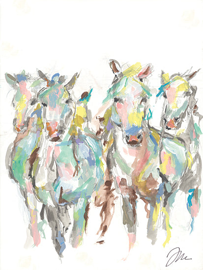 Jessica Mingo JM517 - JM517 - Herd - 12x16 Horses, Rainbow Colors, Abstract, Contemporary from Penny Lane