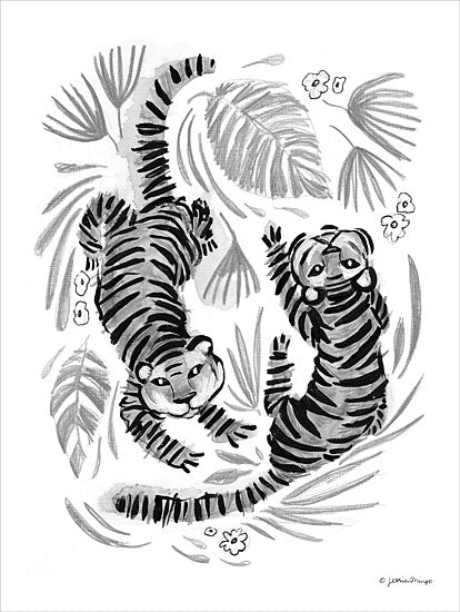 Jessica Mingo JM562 - JM562 - Tigress     - 12x16 Tigers, Female Tigers, Palm Leaves, Black & White, Jungle, Tropical from Penny Lane