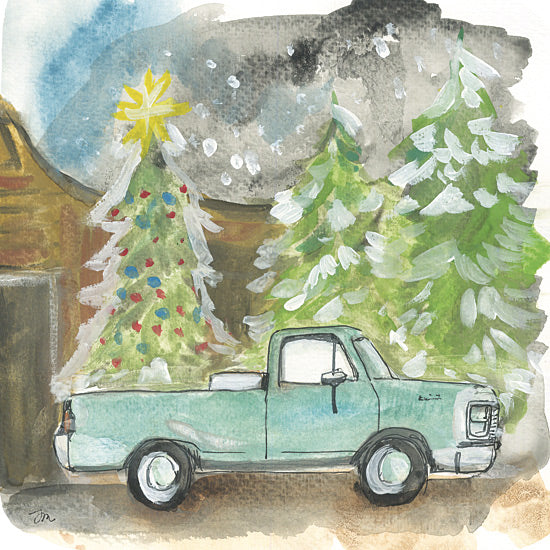 Jessica Mingo JM599 - JM599 - Christmas Tree Truck - 12x12 Christmas, Holidays, Truck, Blue Truck, Christmas Trees, Pine Trees, Watercolor, Winter from Penny Lane