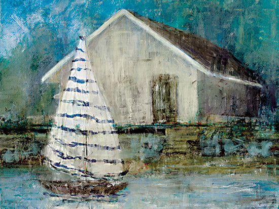 Kamdon Kreations KAM964 - KAM964 - House at the Cape - 16x12 Coastal, House, Sailboat, Ocean, Abstract, Blue Sky,  from Penny Lane