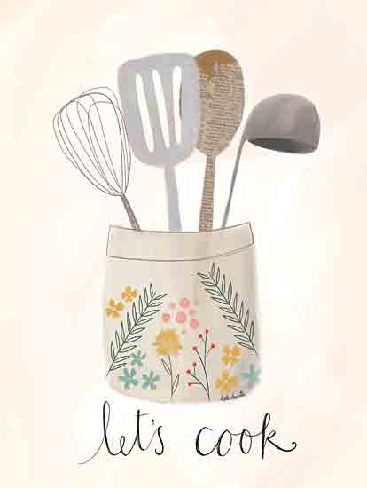 Katie Doucette KD153 - KD153 - Let's Cook - 12x16 Kitchen, Kitchen Utensils, Utensils, Crock, Let's Cook, Inspirational, Typography, Signs, Textual Art from Penny Lane
