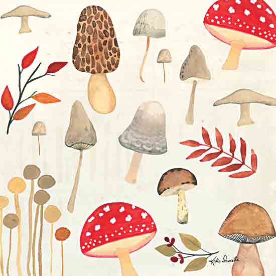 Katie Doucette KD169 - KD169 - Mushrooms and Fall Leaves - 12x12 Fall, Mushrooms, Leaves, Pattern from Penny Lane