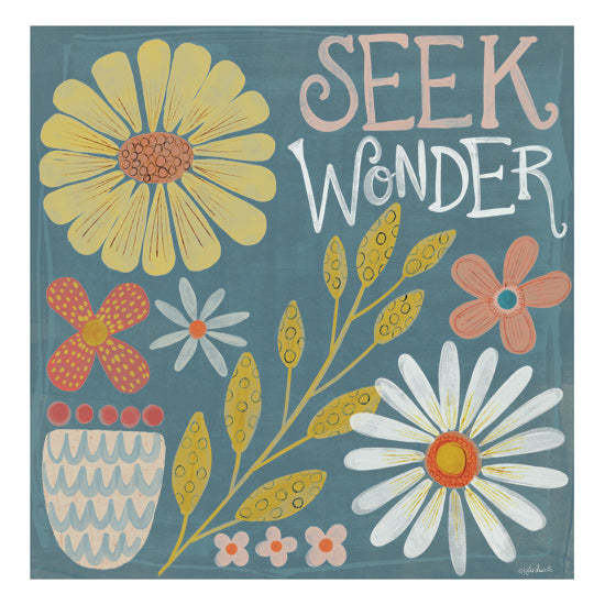 Katie Doucette KD198 - KD198 - Seek Wonder - 12x12 Folk Art, Flowers, Inspirational, Seek Wonder, Typography, Signs, Textual Art, Greenery from Penny Lane