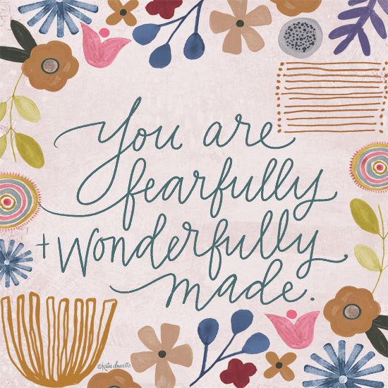 Katie Doucette KD203 - KD203 - You are Fearfully Wonderfully Made - 12x12 Folk Art, Flowers, Inspirational, You Are Fearfully Wonderfully Made, Typography, Signs, Textual Art from Penny Lane