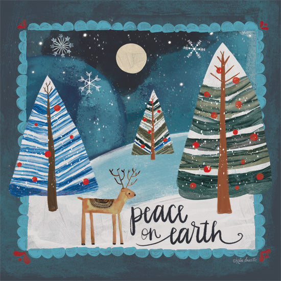 Katie Doucette KD204 - KD204 - Peace on Earth - 12x12 Christmas, Holidays, Folk Art, Trees, Reindeer, Winter, Snow, Peace on Earth, Typography, Signs, Textual Art from Penny Lane