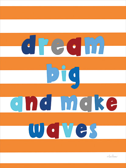 Lisa Larson LAR614 - LAR614 - Dream Big and Make Waves - 12x16 Children, Boys, Inspirational, Dream Big and Makes Waves, Orange and White Stripes, Coastal, Triptych from Penny Lane