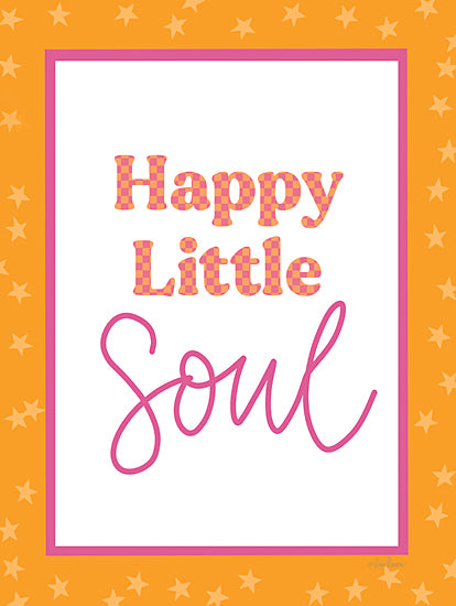 Lisa Larson LAR616 - LAR616 - Happy Little Soul - 12x16 Baby, Baby's Room, Nursery, Inspirational, Happy Little Soul, Typography, Signs, Textual Art, Orange, Pink from Penny Lane