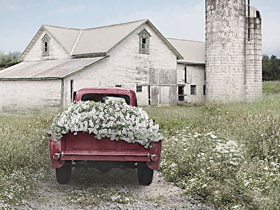 Lori Deiter LD3359 - LD3359 - Flower Picks - 16x12 Photography, Farm, White Barn, Silo, Truck, Red Truck, Flowers, White Flowers, Wildflowers, Flower Field, Flower Truck from Penny Lane