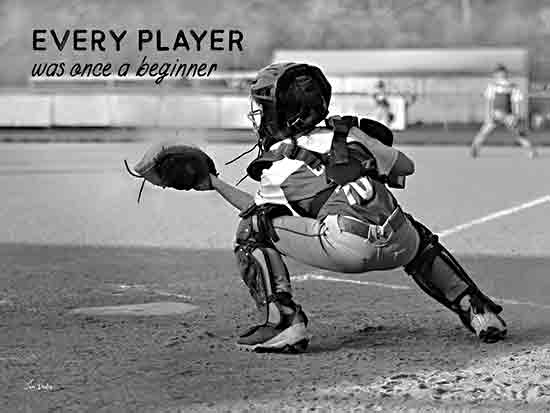 Lori Deiter LD3451 - LD3451 - Every Player - 16x12 Photography, Sports, Baseball, Boys, Masculine, Baseball Game, Black & White, Every Player was Once a Beginner, Typography, Signs, Textual Art, Ball Field, Catcher from Penny Lane