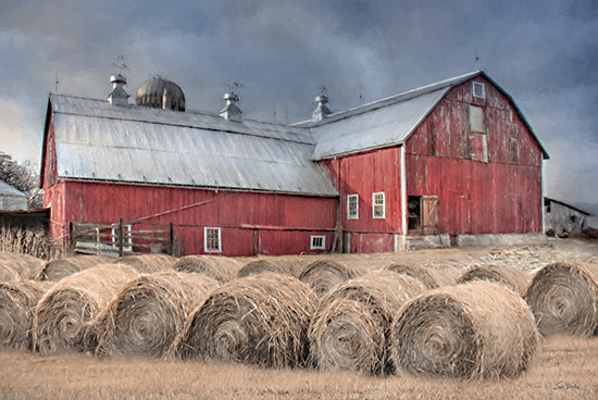 Lori Deiter LD3617 - LD3617 - The Hay Harvest - 18x12 Photography, Fall, Farm, Barn, Red Barn, Hay Bales, Hay Harvest from Penny Lane