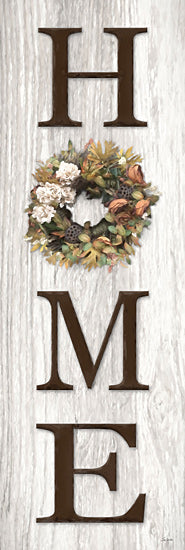 Lori Deiter LD3666 - LD3666 - Home Fall Wreath II Sign  - 12x36 Inspirational, Home, Typography, Signs, Textual Art, Wreath, Flowers, Leaves, Fall from Penny Lane