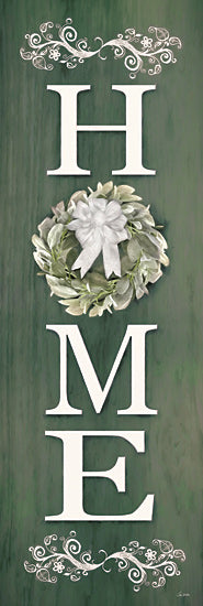 Lori Deiter LD3669 - LD3669 - Vintage Home Sign  - 12x36 Inspirational, Home, Typography, Signs, Textual Art, Wreath, Greenery, White Bow, Scrolls, Leaves, Spring, Green Background from Penny Lane