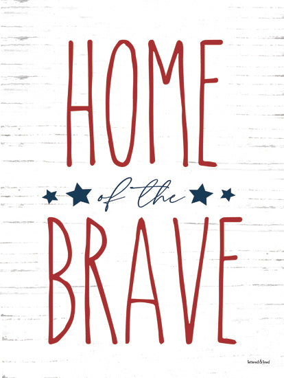 lettered & lined LET1179 - LET1179 - Home of the Brave - 12x16 Patriotic, Home of the Brave, Typography, Signs, Textual Art, Red, White & Blue, Stars, Independence Day from Penny Lane