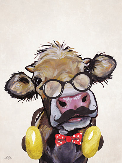 Lee Keller LK246 - LK246 - Hipster Cow - 12x16 Whimsical, Cow, Headphones, Glasses, Bowtie, Moustache, Hipster Cow from Penny Lane