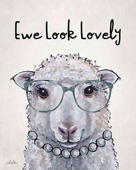 Lee Keller LK257 - LK257 - Ewe Look Lovely - 12x16 Whimsical,  Sheep, Pearls, Glasses, Ewe Look Lovely, Typography, Signs, Textual Art from Penny Lane