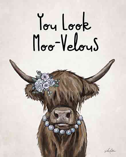 Lee Keller LK258 - LK258 - You Look Moo-Velous - 12x16 Whimsical,  Highland Cow, Pearls, Flowers, You Look Moo-Velous, Typography, Signs, Textual Art from Penny Lane