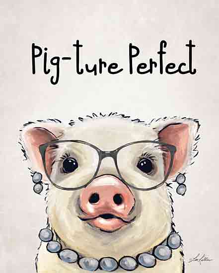 Lee Keller LK259 - LK259 - Pig-ture Perfect - 12x16 Whimsical,  Pig, Pearls, Earrings, Glasses, Pig-ture Perfect, Typography, Signs, Textual Art from Penny Lane