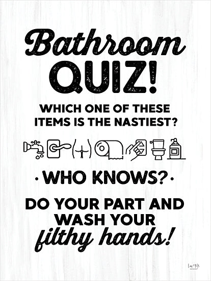 Lux + Me Designs LUX986 - LUX986 - Bathroom Quiz - 12x16 Bath, Bathroom, Humor, Bathroom Quiz!, Typography, Signs, Textual Art, Black & White, Bathroom Icons from Penny Lane