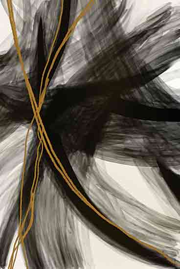 Molly Mattin MAT190 - MAT190 - Reflection 2 - 12x18 Abstract, Contemporary, Black, White, Gold, String from Penny Lane