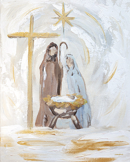 Mackenzie Kissell MKA190 - MKA190 - Subtle Nativity - 12x16 Christmas, Holidays, Religious, Nativity, Holy Family, Jesus, Mary, Joseph, Cross, Star, Manger, Primitive, Brush Strokes from Penny Lane