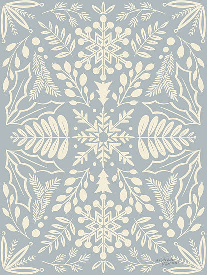 Michele Norman MN380 - MN380 - Nordic Winter - 12x16 Folk Art, Greenery, Snowflakes, Winter, Nordic Winter, Blue & White from Penny Lane