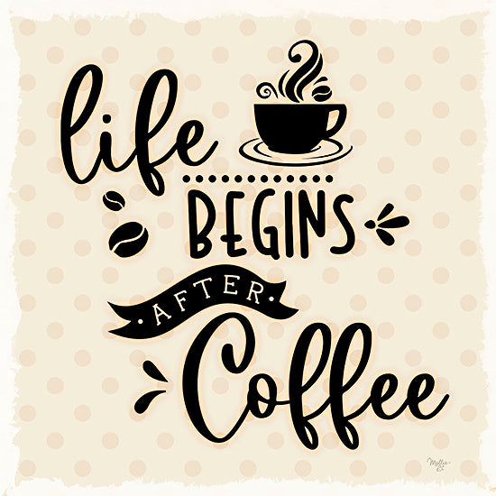 Mollie B. MOL2728 - MOL2728 - Life Begins After Coffee - 12x12 Kitchen, Coffee, Whimsical, Life Begins After Coffee, Typography, Signs, Textual Art, Tea-Stain, Coffee Cup from Penny Lane