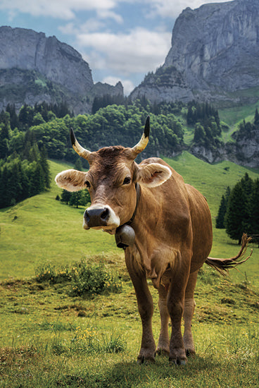 Martin Podt MPP1131 - MPP1131 - Swiss Cow - 12x18 Photography, Cow, Cow Bell, Mountains, Landscape, Switzerland, Europe, Trees from Penny Lane