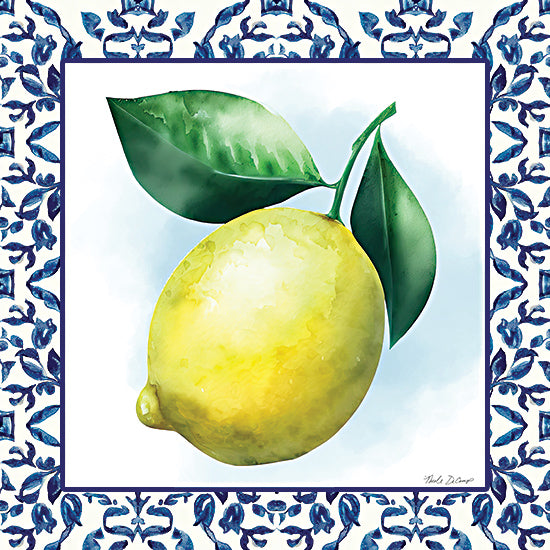 Nicole DeCamp ND162 - ND162 - Trellis Lemon - 12x12 Kitchen, Lemon, Citrus, Blue & White China Border, Fruit from Penny Lane