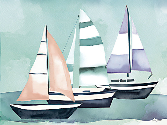 Nicole DeCamp ND167 - ND167 - High Tide Sailboats - 16x12 Coastal, Sailboats, Three Sailboats, Watercolor from Penny Lane