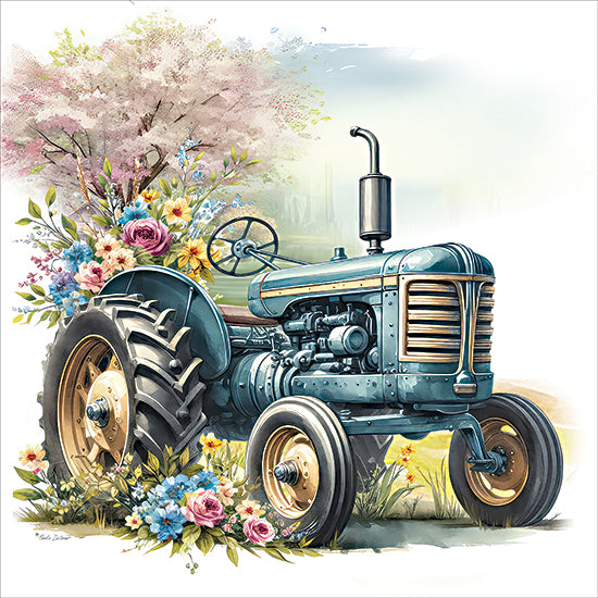 Nicole DeCamp ND372 - ND372 - Spring Floral Tractor I - 12x12 Farm, Tractor, Flowers, Flowering Tree, Spring from Penny Lane