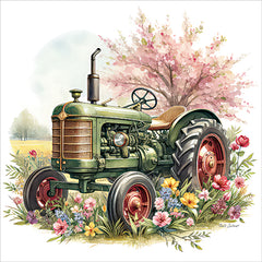 ND373 - Spring Floral Tractor II - 12x12